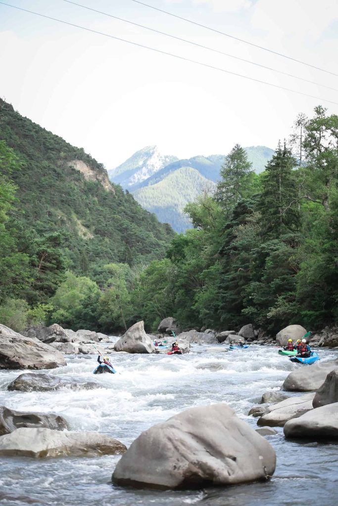 kajakken in Barcelonnette in de Alpen