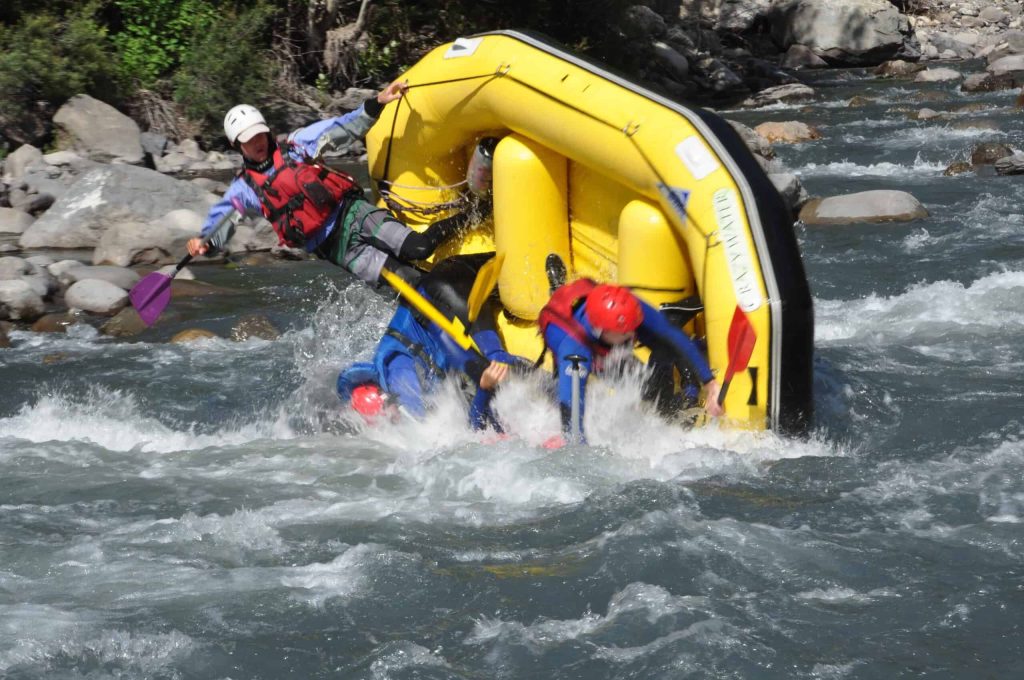 crêpe en raft dans les Alpes