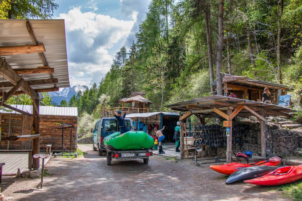 Rafting and hydrospeed base at Lauzet Ubaye