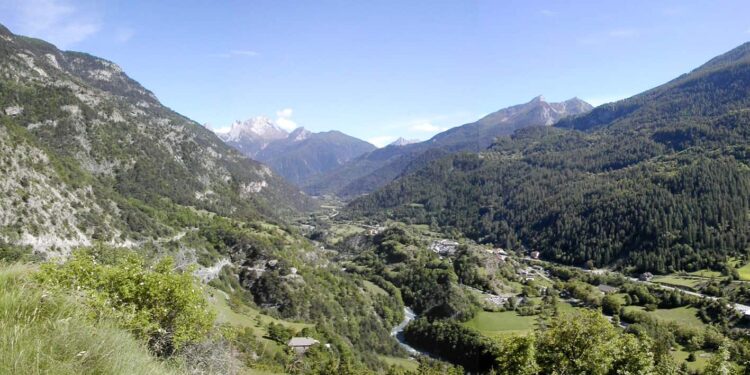 De Ubaye-rivier 04 gezien vanuit de lucht