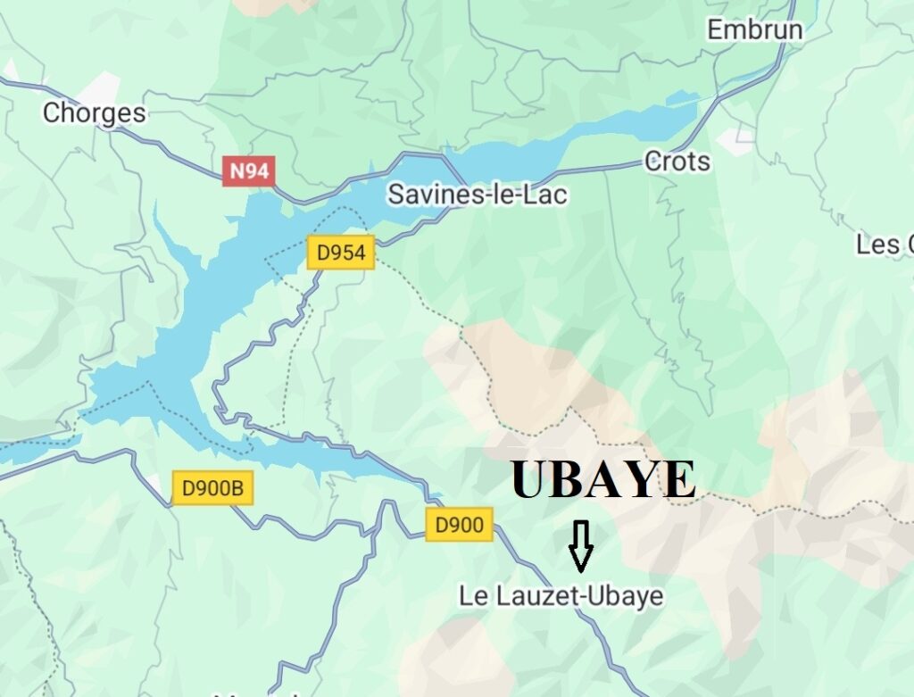 Carte de Serre Ponçon pour monter où se trouve l'Ubaye