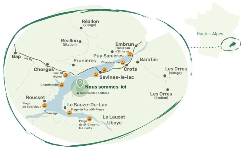 Ou se trouve le camping de la palatrière au lac de serre ponçon ?