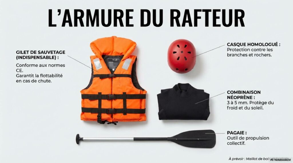 quels sont les équipements fournies pour une descente en rafting ?