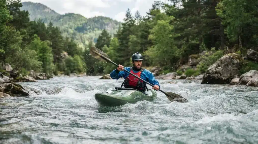 Un kayakiste naviguant sur une rivière